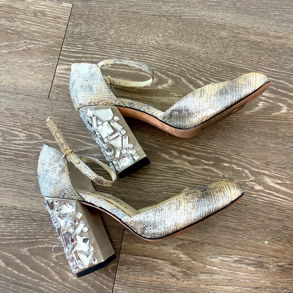 Rhinestone Bettye Muller studded block heels. Size 6.5. Worn twice.